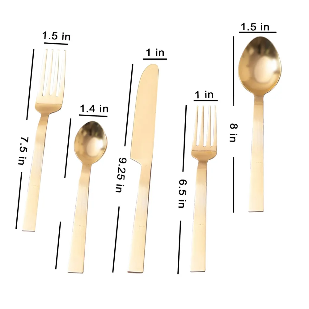 Gold Stainless Steel Flat Cutlery Set of 5