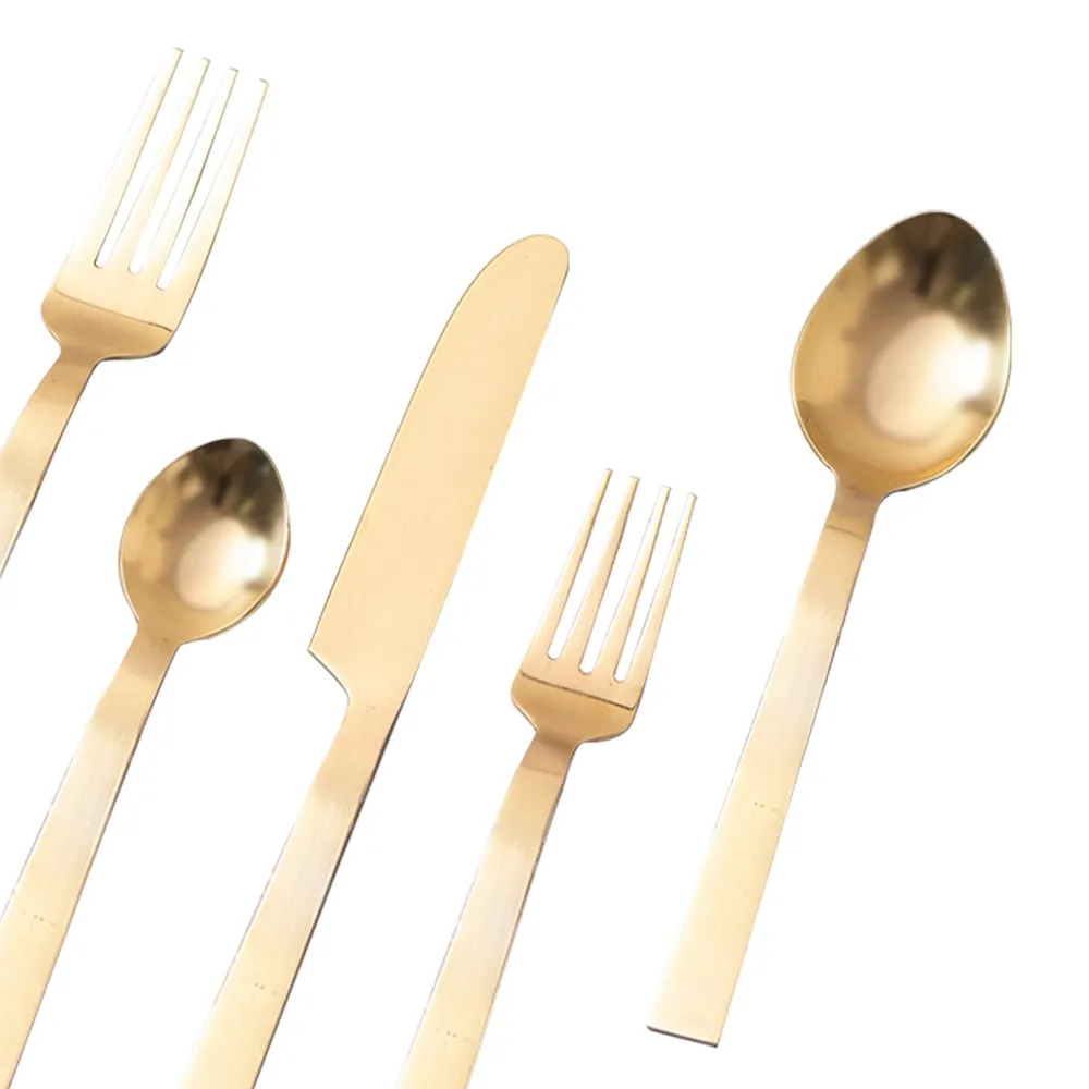 Gold Stainless Steel Flat Cutlery Set of 5