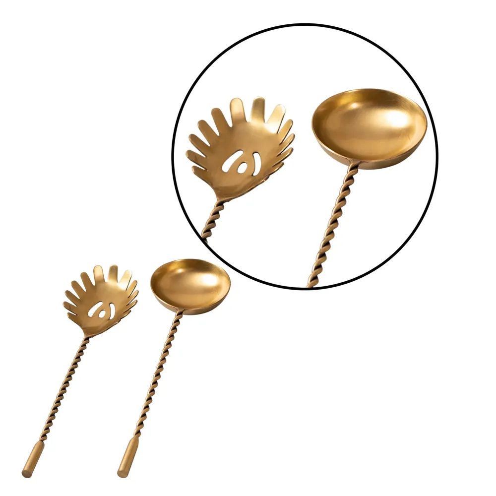 Gold Stainless Steel Salad Serving Spoon Set Of 2