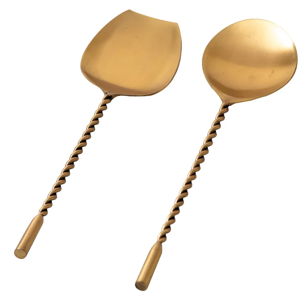 Gold Stainless Steel Serving Spoon Set Of 2