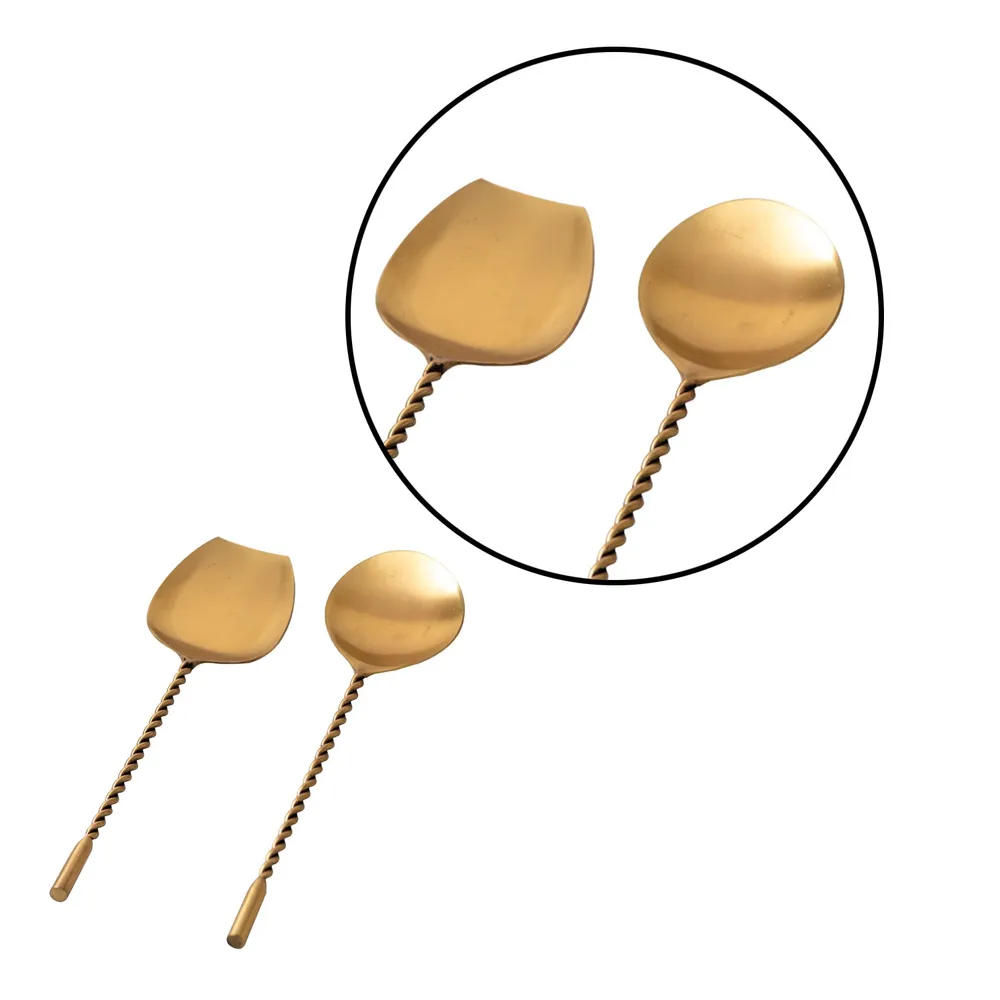 Gold Stainless Steel Serving Spoon Set Of 2