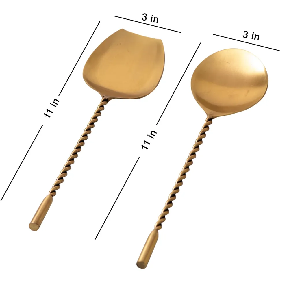 Gold Stainless Steel Serving Spoon Set Of 2