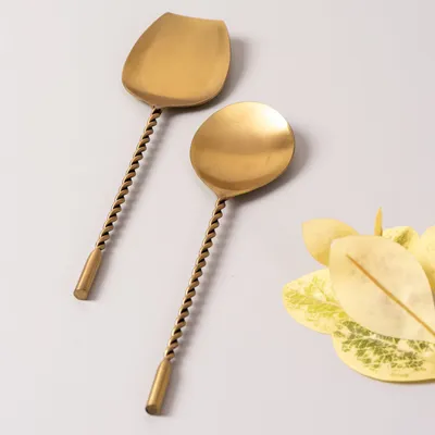 Gold Stainless Steel Serving Spoon Set Of 2