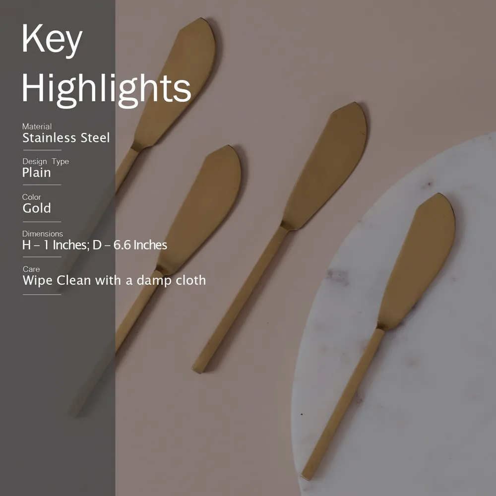 Gold Stainless Steel With Resin Cake Cheese Servers Set of 4