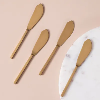 Gold Stainless Steel With Resin Cake Cheese Servers Set of 4