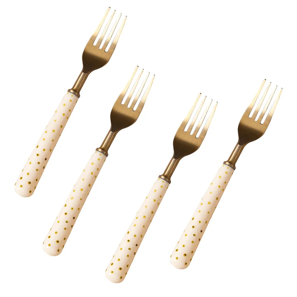 Gold Stainless Steel With Resin Fork Set of 4
