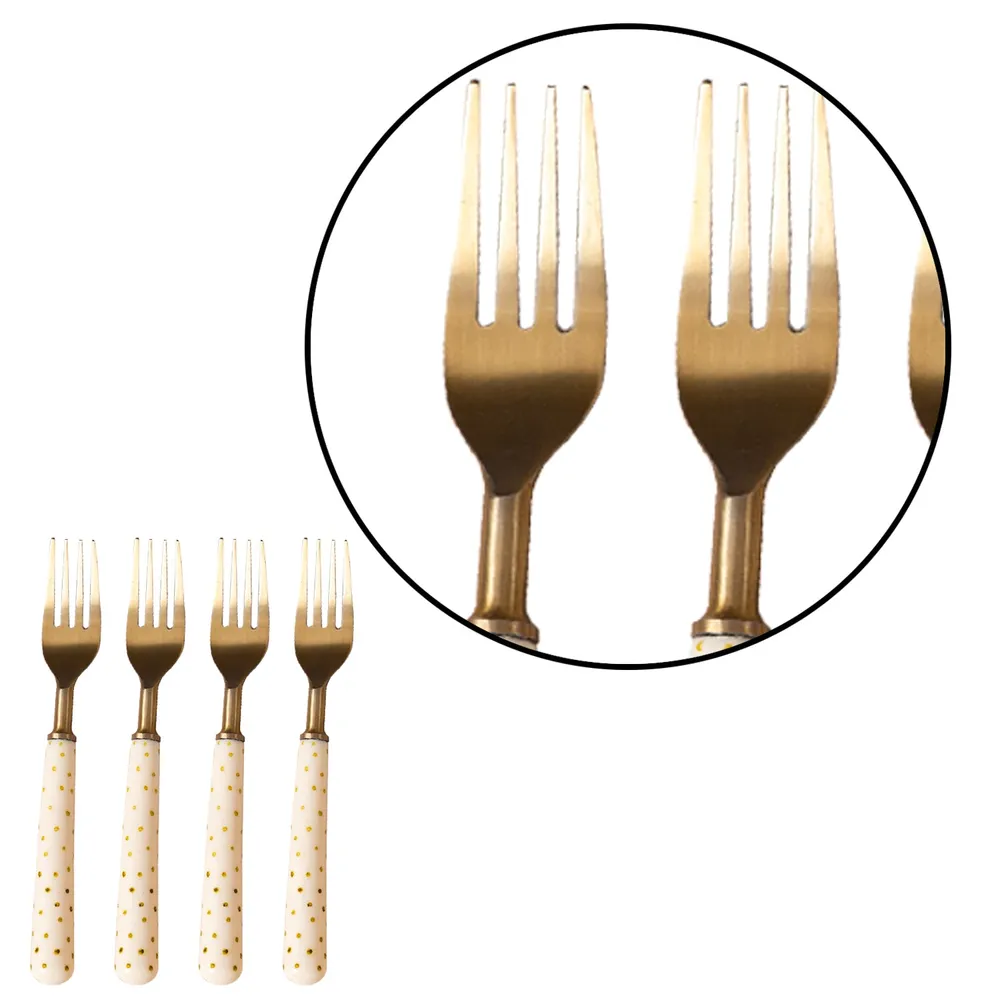 Gold Stainless Steel With Resin Fork Set of 4