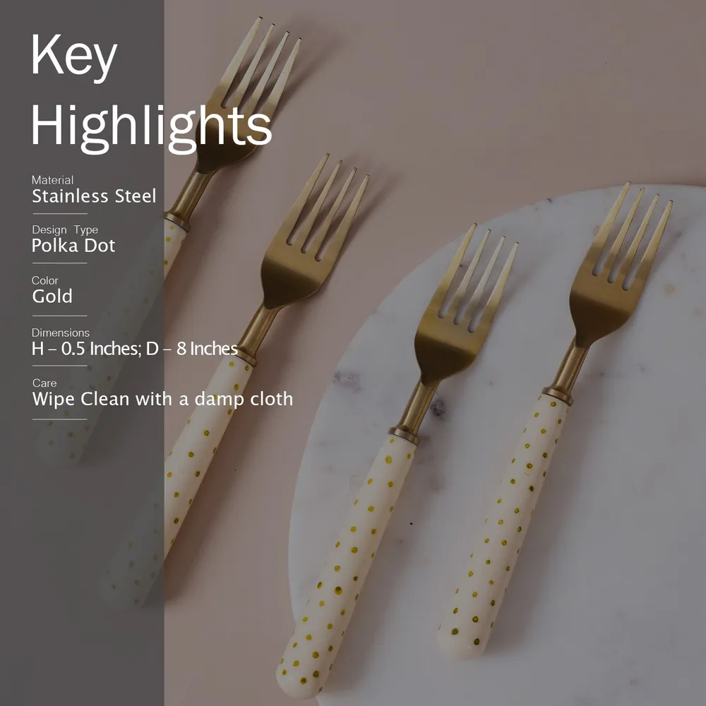Gold Stainless Steel With Resin Fork Set of 4