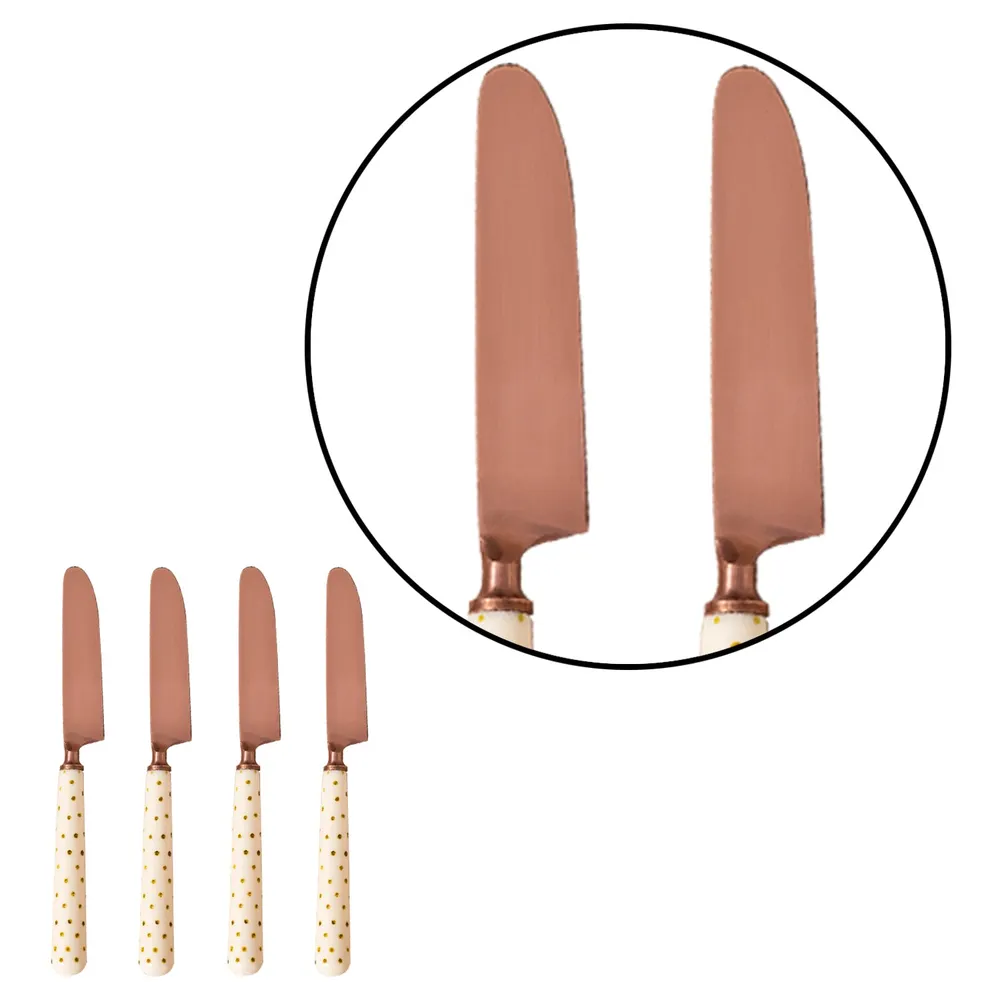 Gold Stainless Steel With Resin Table Knives Set of 4