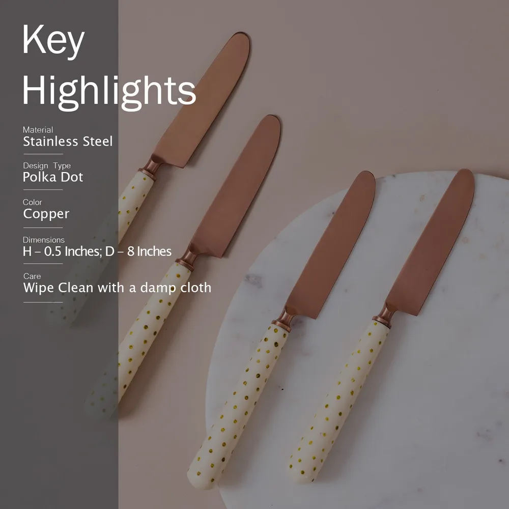 Gold Stainless Steel With Resin Table Knives Set of 4