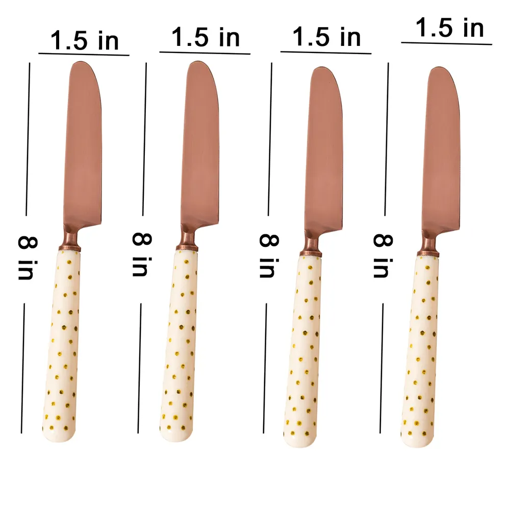 Gold Stainless Steel With Resin Table Knives Set of 4