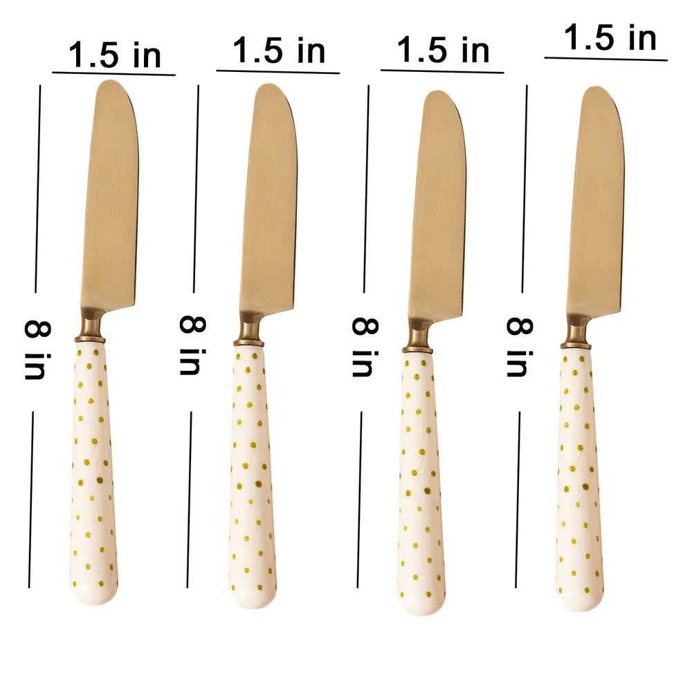 Gold Stainless Steel With Resin Table Knives Set of 4