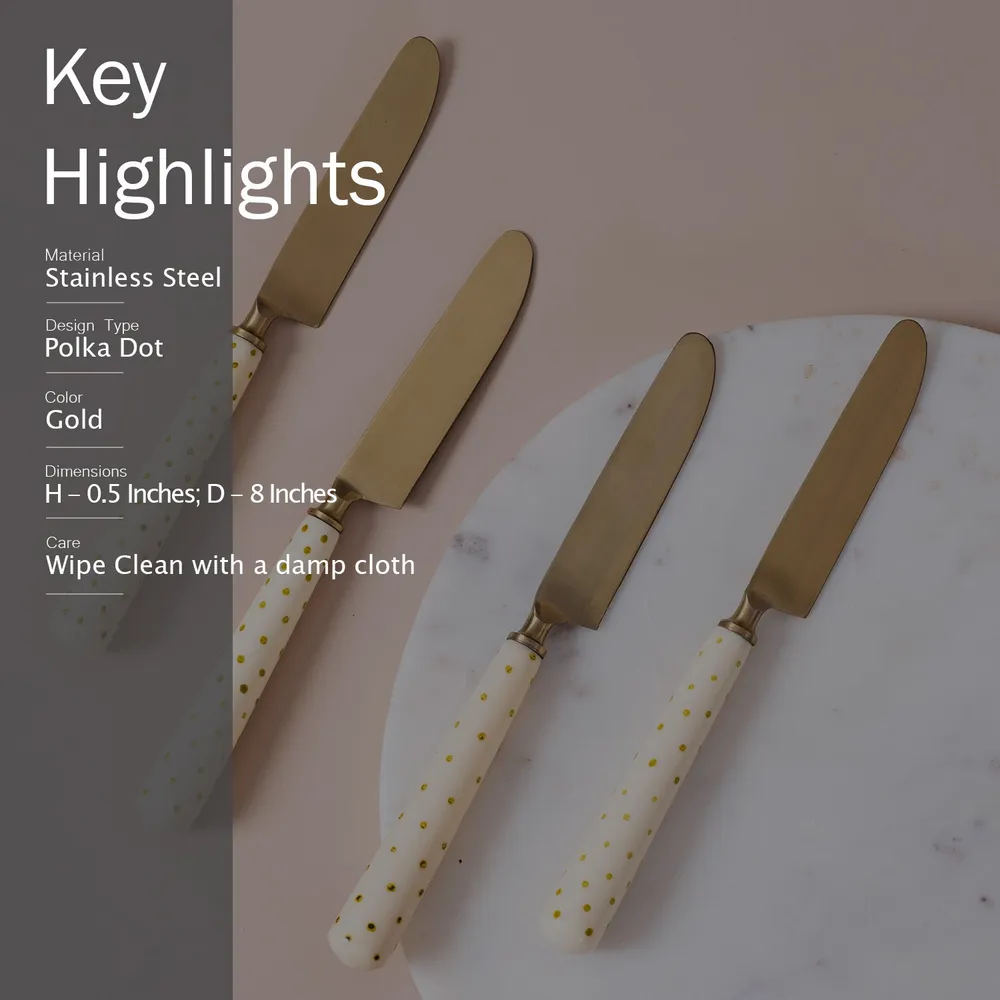 Gold Stainless Steel With Resin Table Knives Set of 4