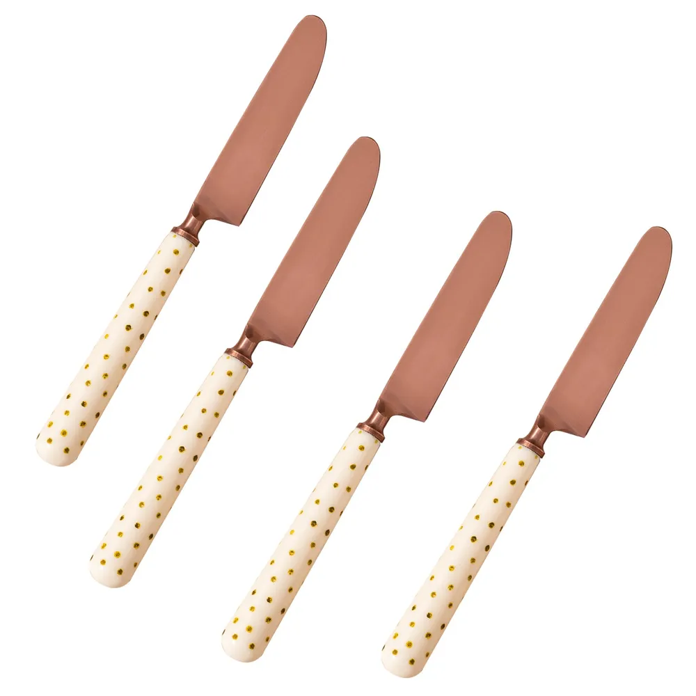 Gold Stainless Steel With Resin Table Knives Set of 4
