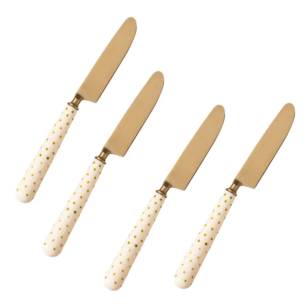 Gold Stainless Steel With Resin Table Knives Set of 4