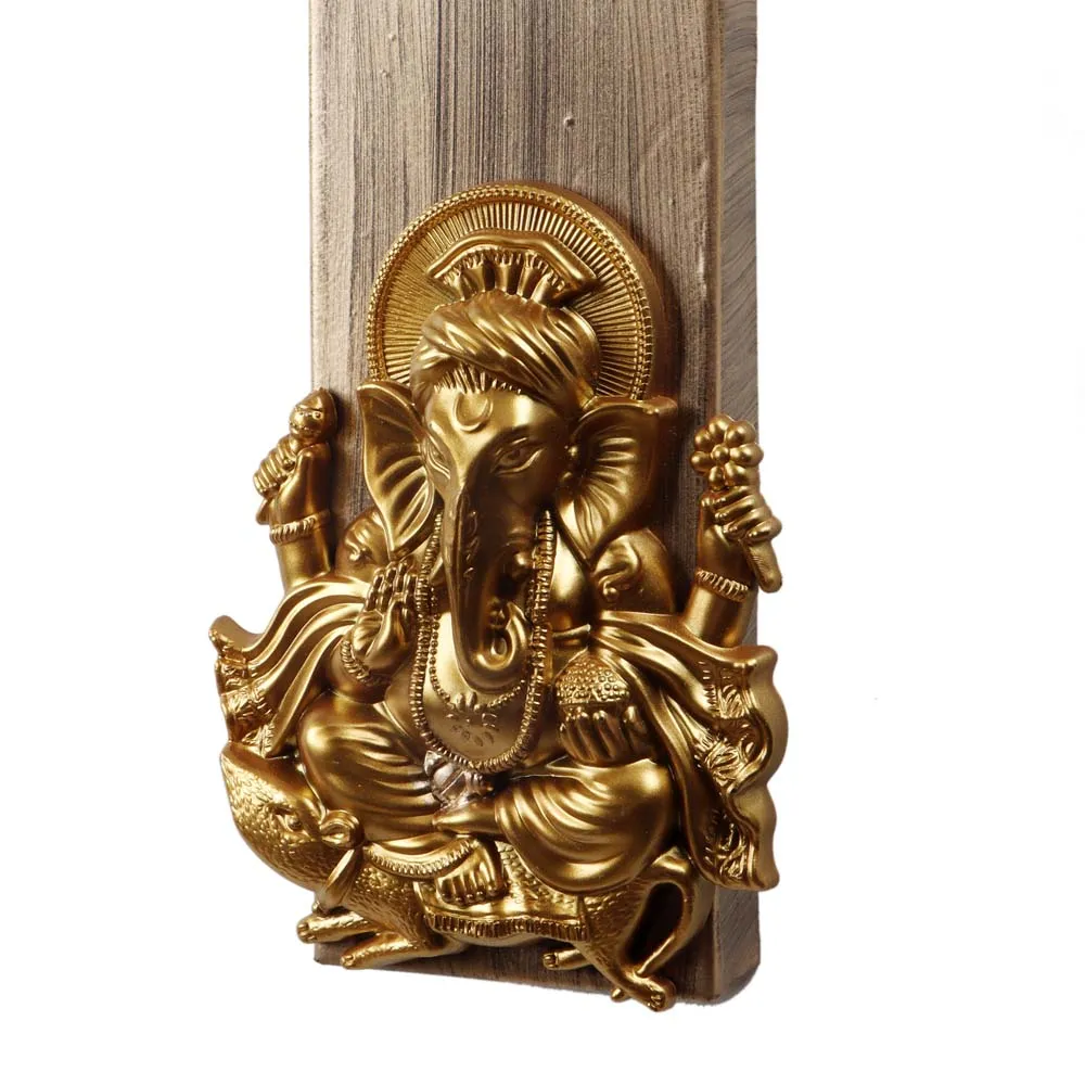 Gold-Tone Doom Glass Ganesh ji Wall Lamp Single Piece