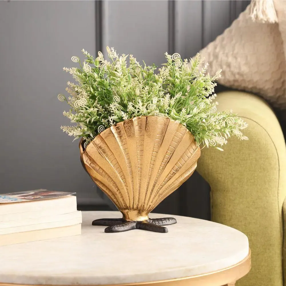 Gold-Toned Seashell Modern Vase for Home/Office