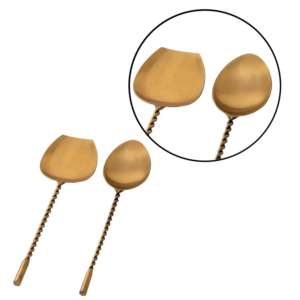 Gold Twisted Standard Stainless Steel Serving Spoon Set Of 2