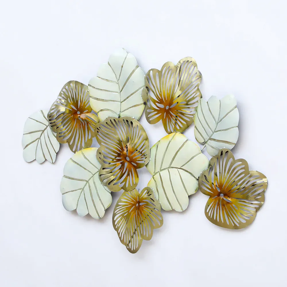 Gold & White Floral Assortment Metal Wall Art