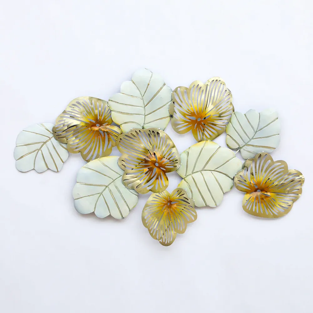 Gold & White Floral Assortment Metal Wall Art