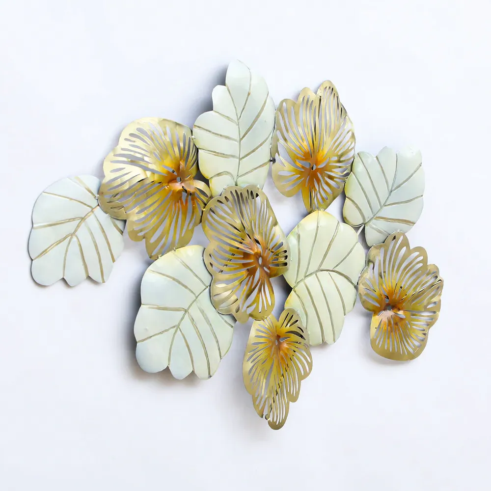 Gold & White Floral Assortment Metal Wall Art