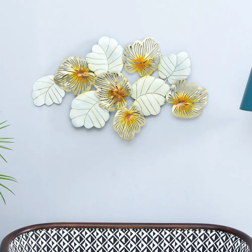 Gold & White Floral Assortment Metal Wall Art