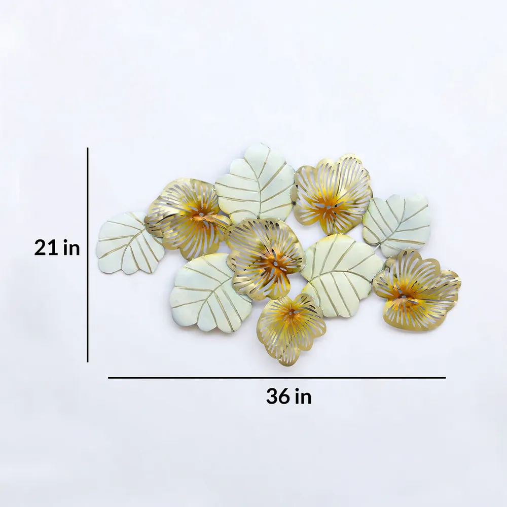 Gold & White Floral Assortment Metal Wall Art