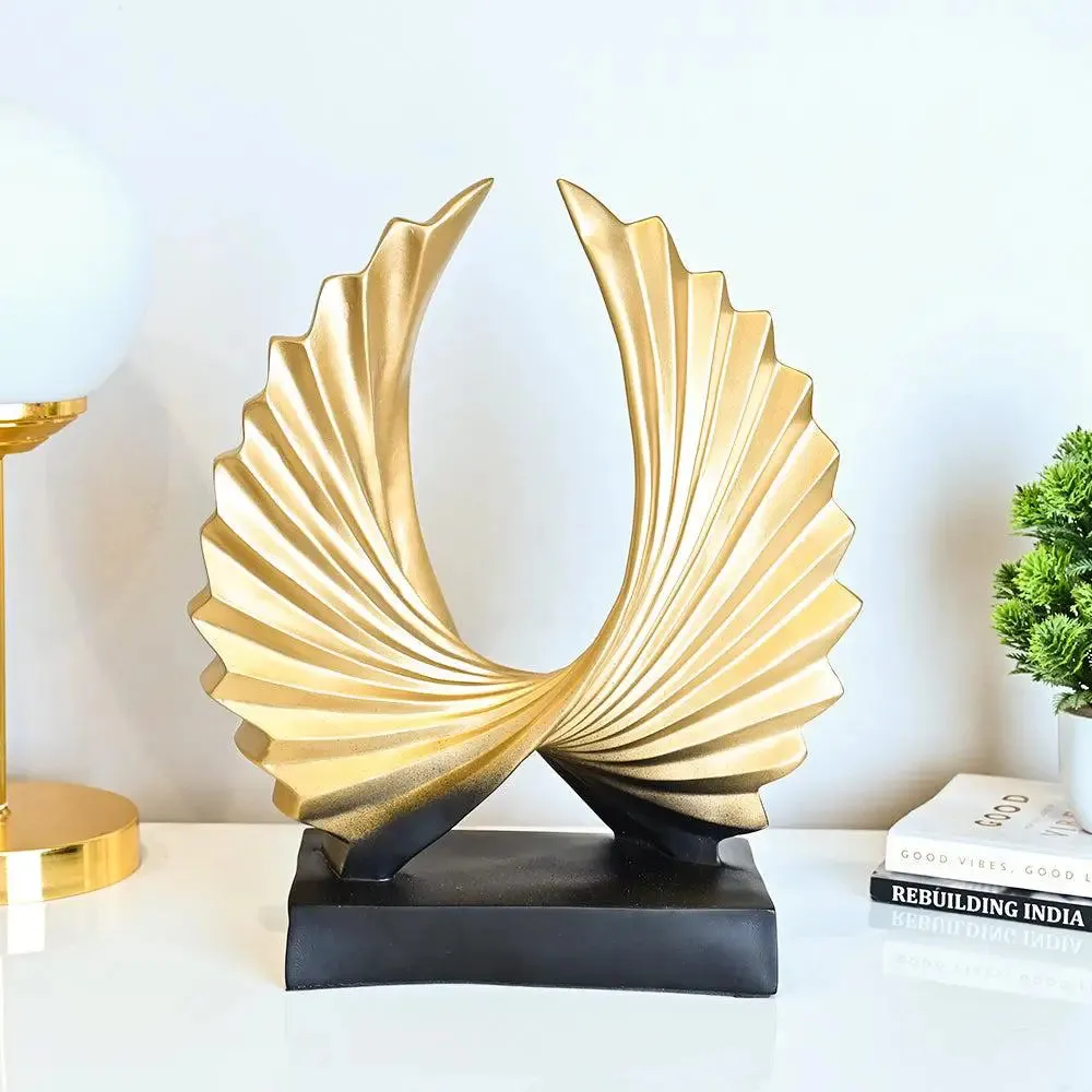 Golden Abstract Circle of Life Polyresin Table Accent for Living Room