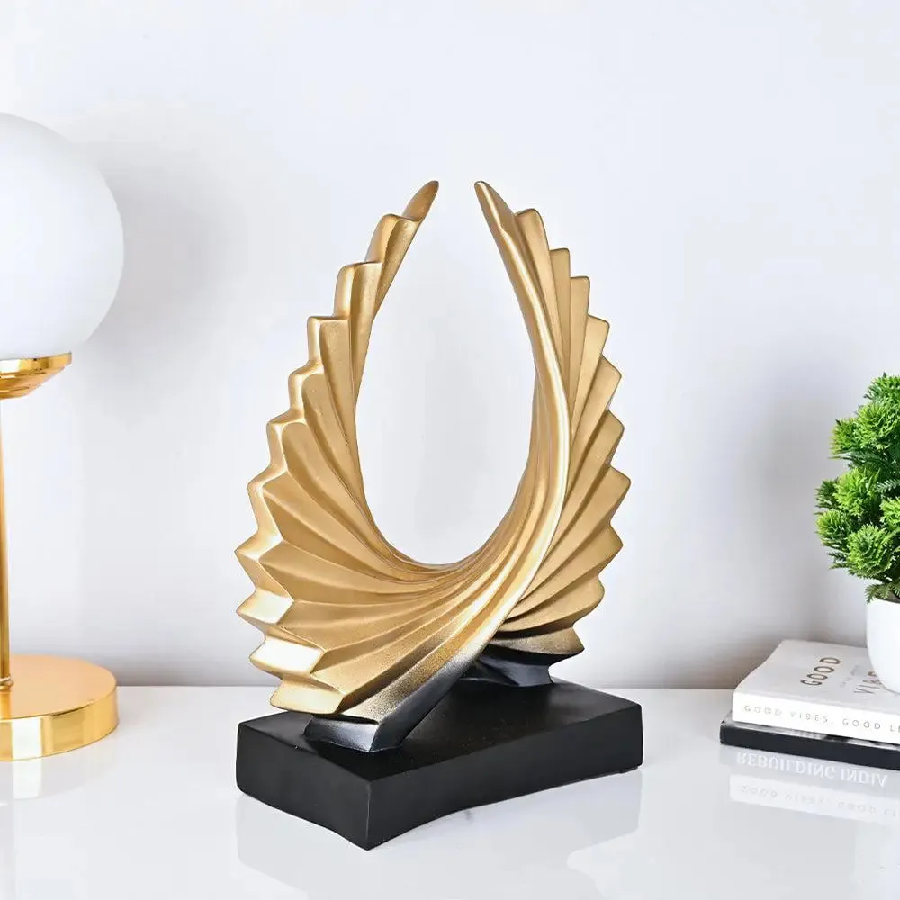 Golden Abstract Circle of Life Polyresin Table Accent for Living Room