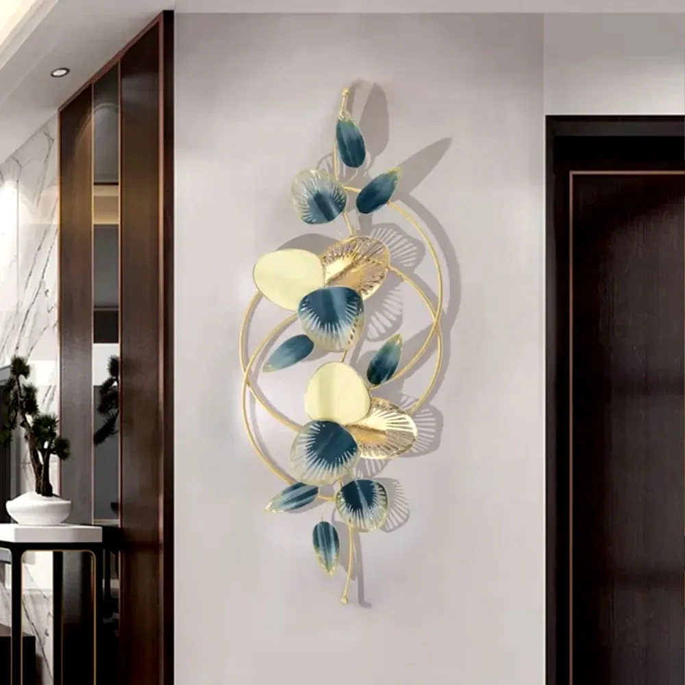Golden  &amp; Green Enchanting Petal Metal Wall Art
