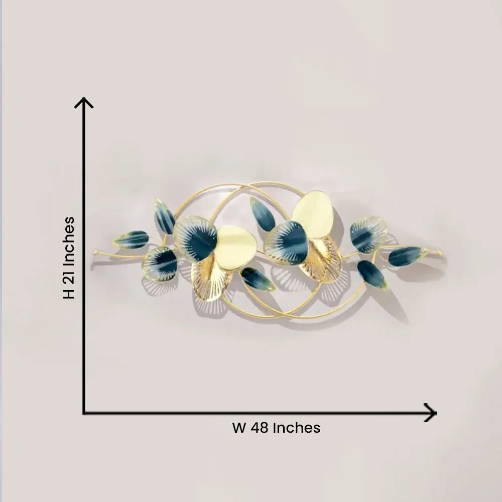 Golden  &amp; Green Enchanting Petal Metal Wall Art