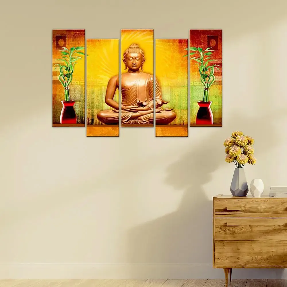 Golden Aura Buddha Canvas Painting