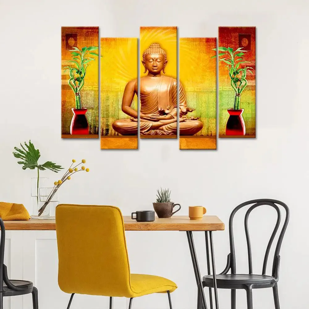 Golden Aura Buddha Canvas Painting