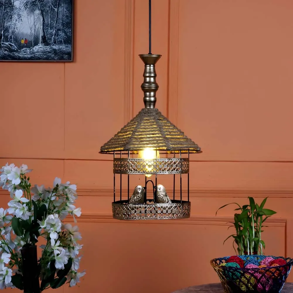 Golden Bird Hanging Antique Decorative Outdoor Gate Light Single Piece