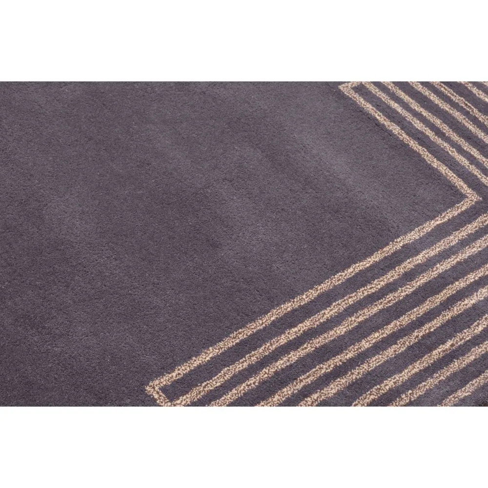 Golden Bordered Brown Tufted Area Carpet 3X5ft