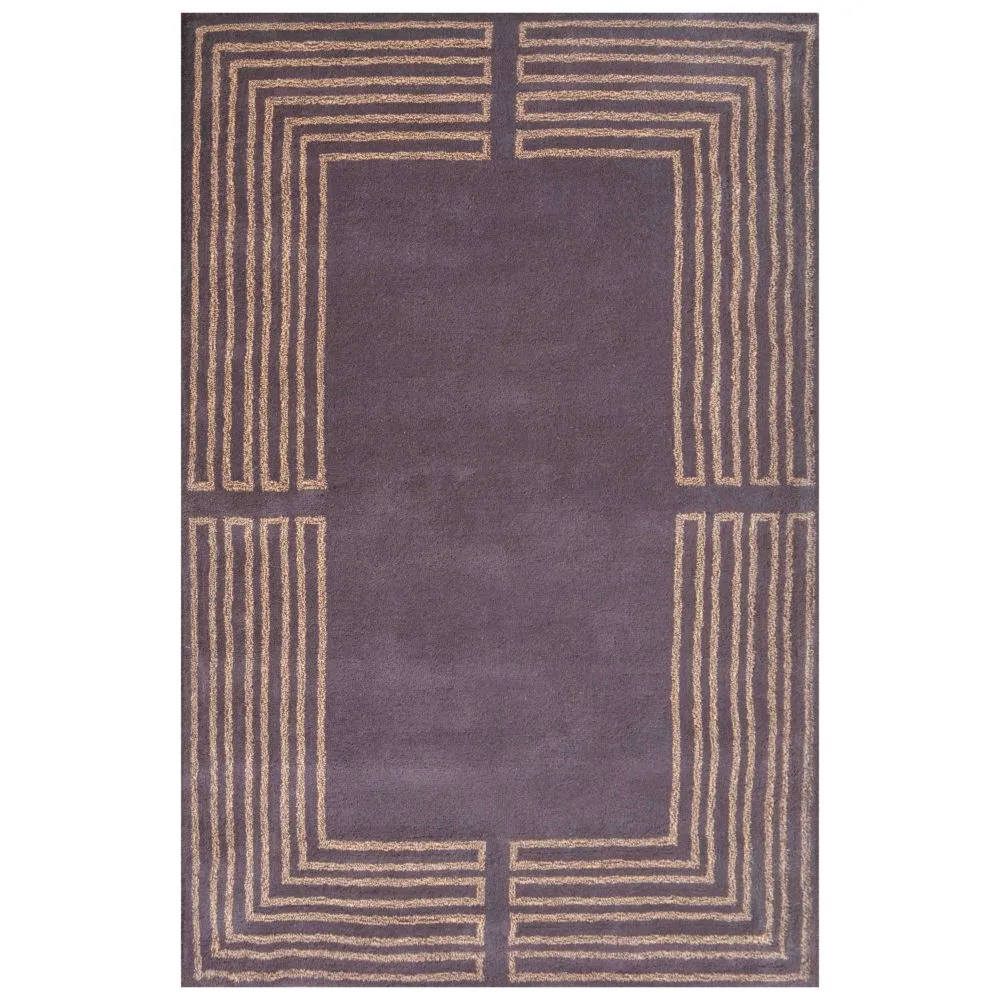 Golden Bordered Brown Tufted Area Carpet 3X5ft