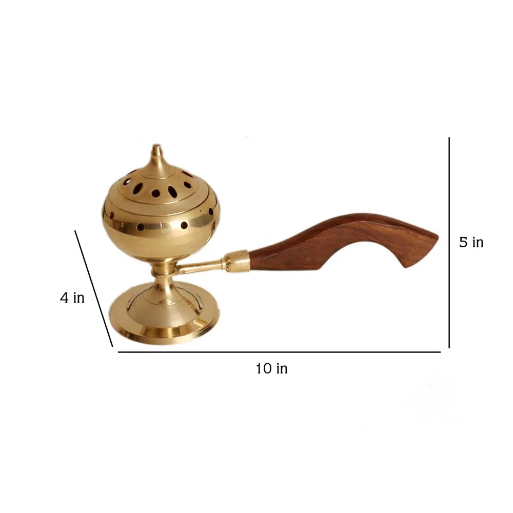 Golden Brass Lobaan with Wooden Handle