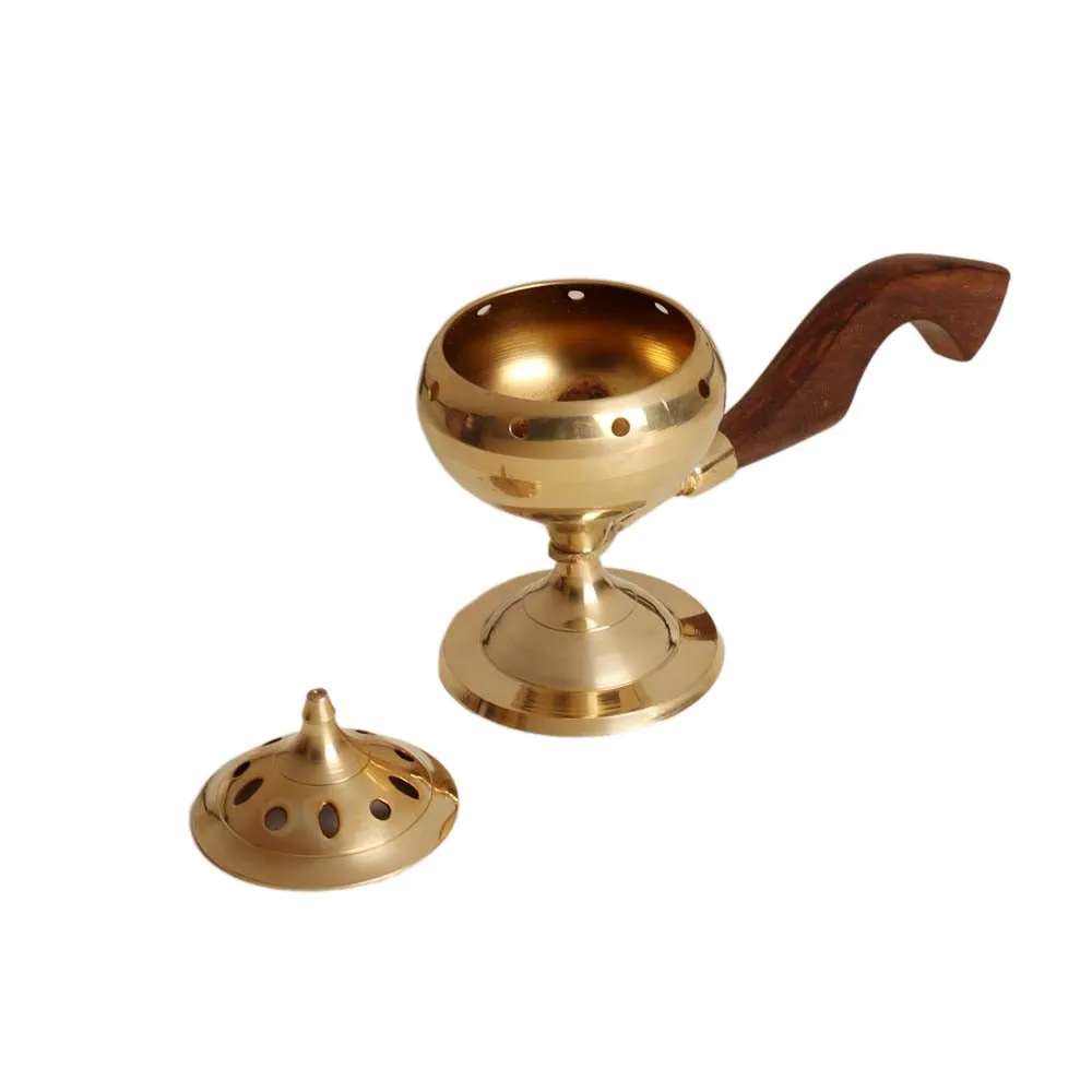 Golden Brass Lobaan with Wooden Handle