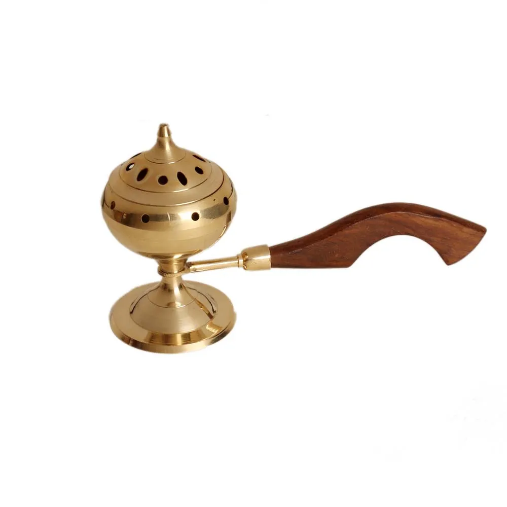 Golden Brass Lobaan with Wooden Handle