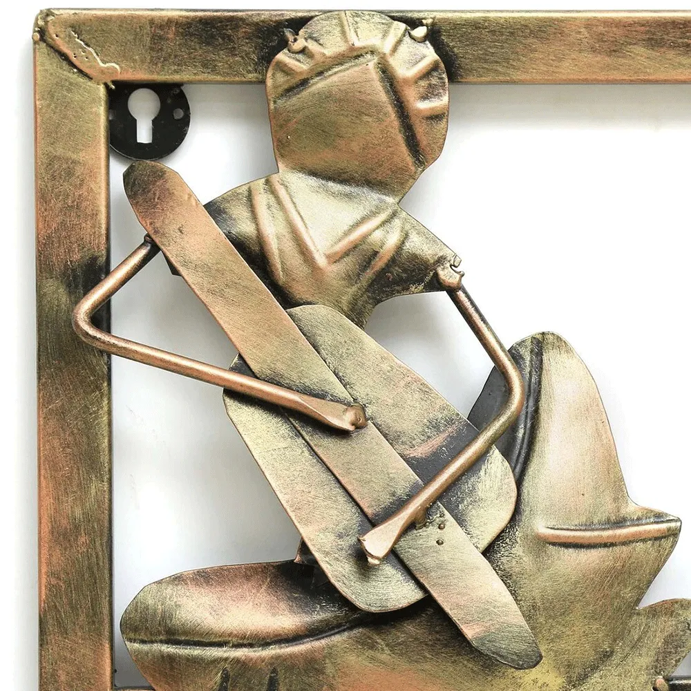 Golden Brushed 4 Tribal Musicians Framed Metal