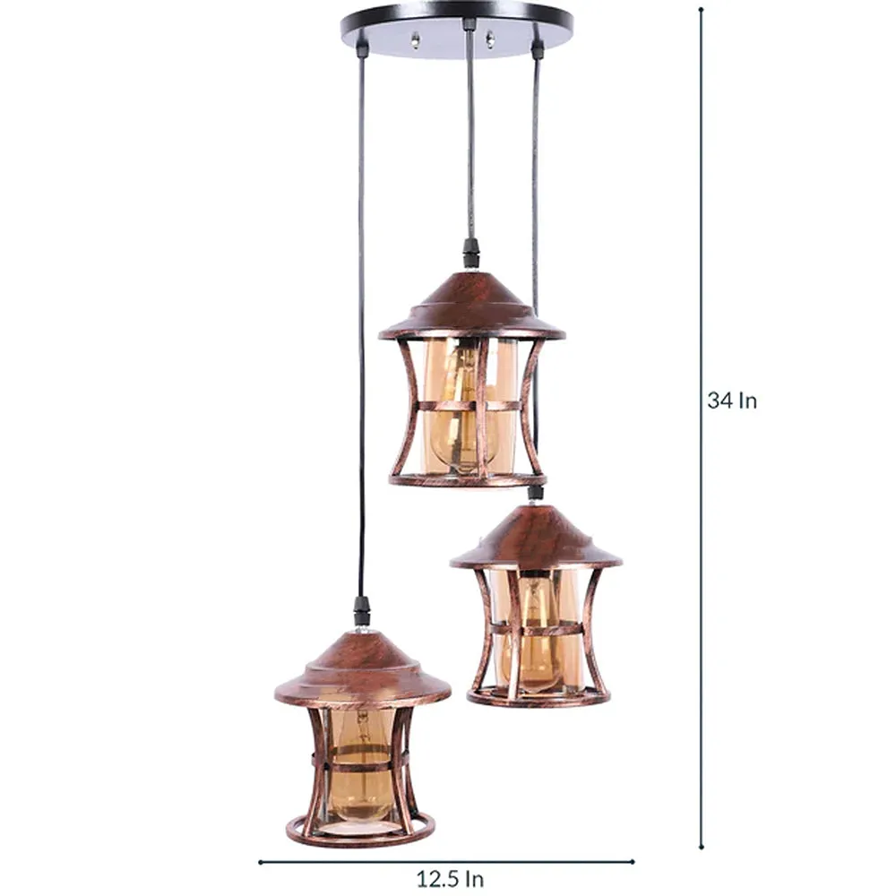 Golden Brushed Antique Cluster Hanging Light