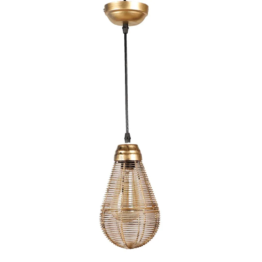 Golden Caged Focus Metal Hanging Light