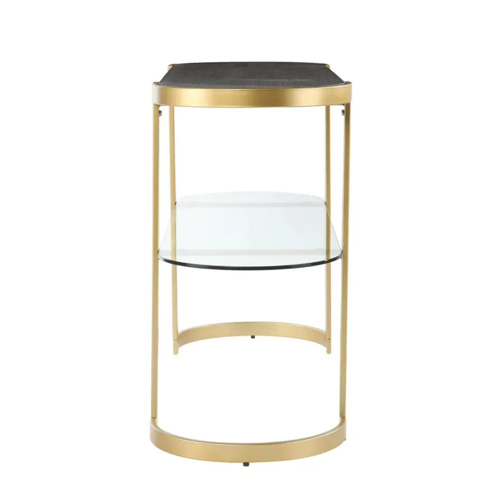 Golden Console Table With Glass Shelf