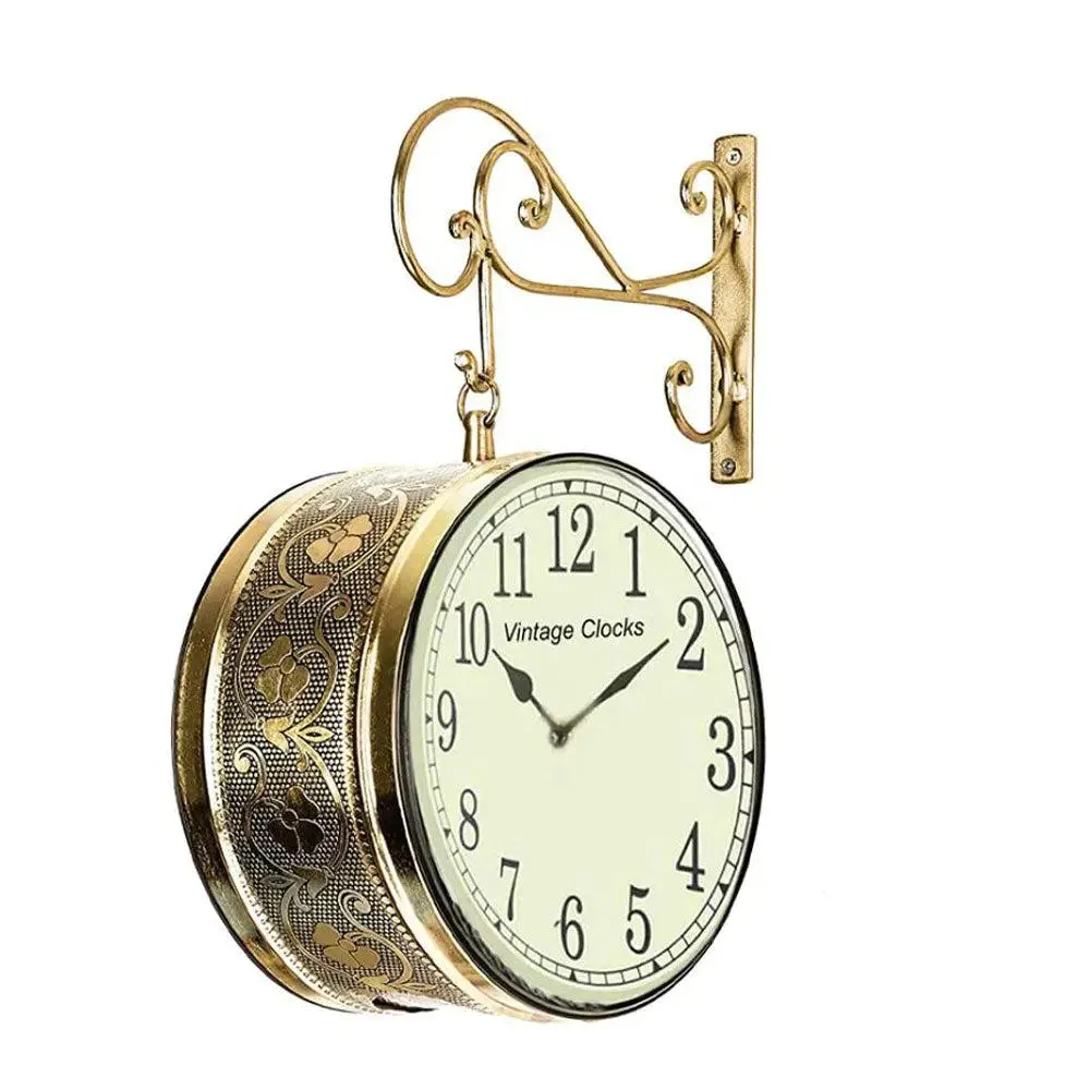 Golden Crafted Black Designer Dual Sided Vintage Railway Clock 6 Inch