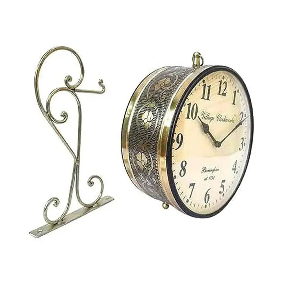 Golden Crafted Black Designer Dual Sided Vintage Railway Clock 6 Inch