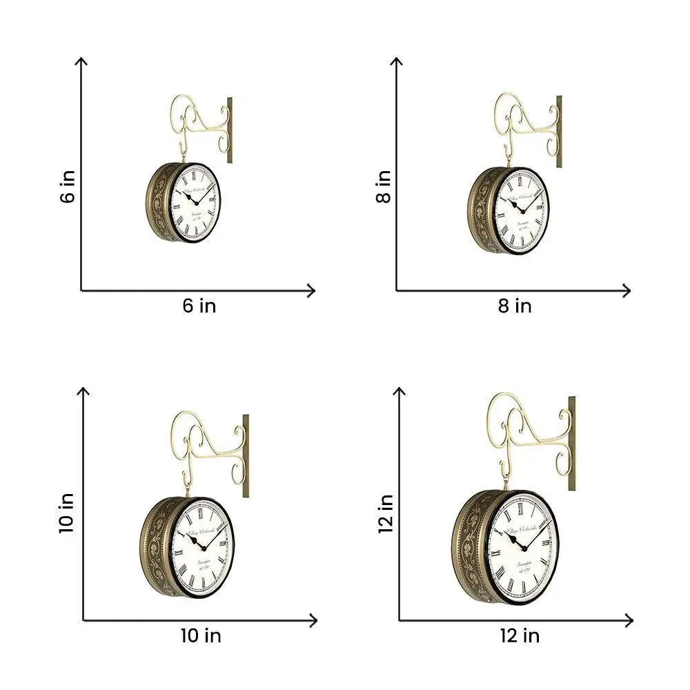 Golden Crafted Bronze Designer Dual Sided Vintage Railway Clock 6 Inch