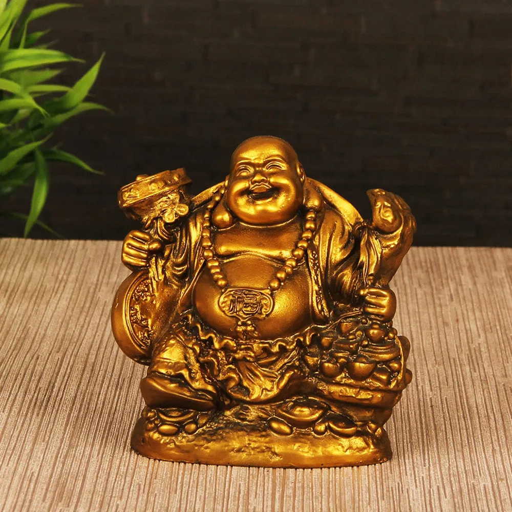 Golden Crafted Decorative Laughing Buddha Showpiece