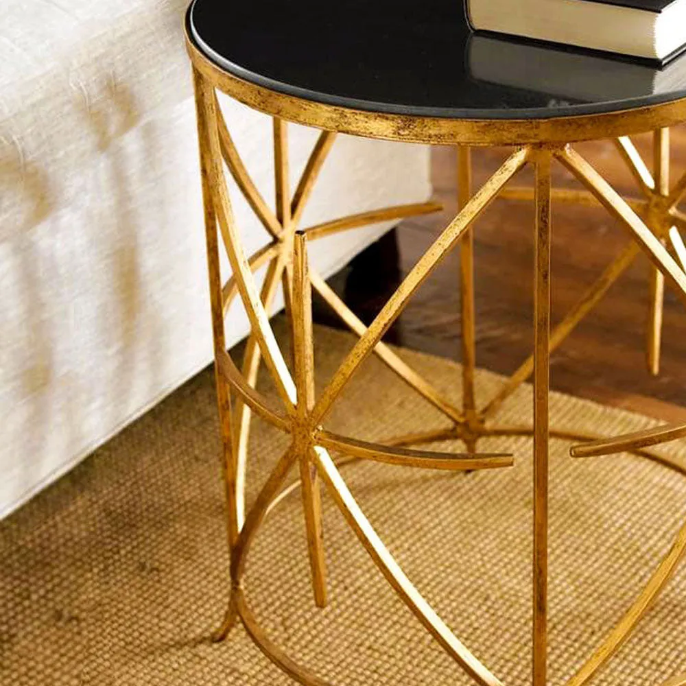 Golden Criss Cross Designer Metallic Table