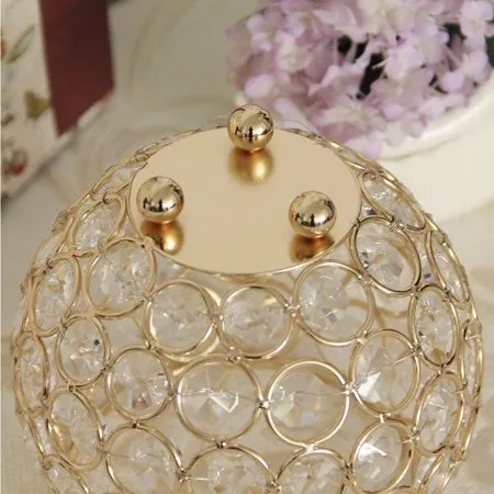 Golden Crystals Tea Light Candle Holder Set Of 2