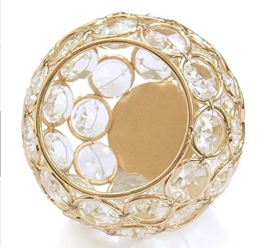 Golden Crystals Tea Light Candle Holder Set Of 2